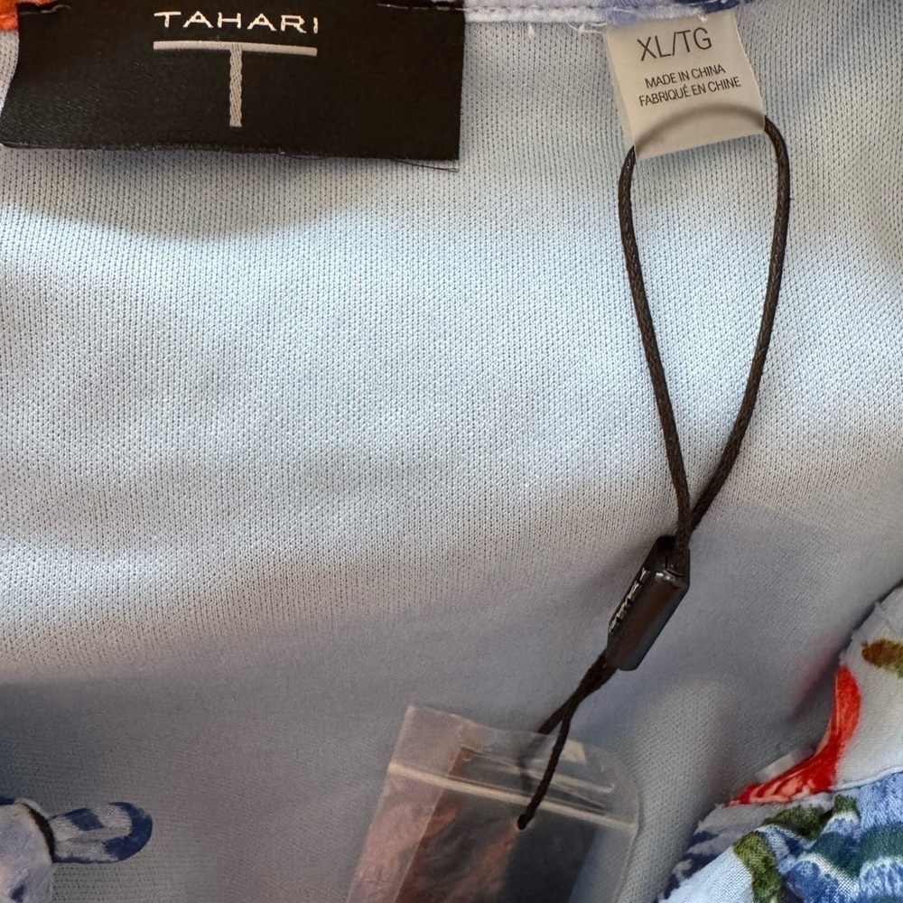TAHARI Floral Empire Waist Modest Church Water Garden Dress Size XL NWT - Picture 9 of 11